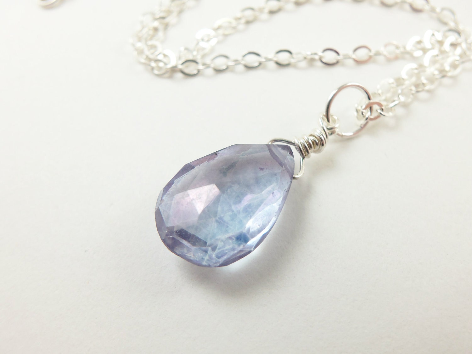 Mystic Quartz Necklace - Light Purple Stone Jewelry - Light Amethyst - Lavender - Lilac - Sterling Silver - Jalycme
