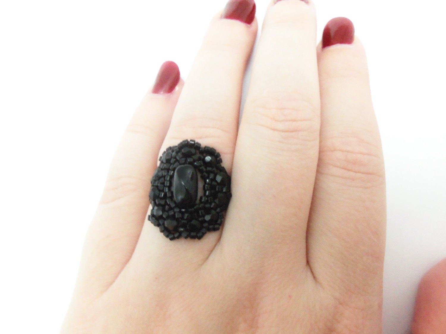 Gothic Ring Black Ring Black Jewelry Gothic Jewelry Victorian Style Jewelry Size 7