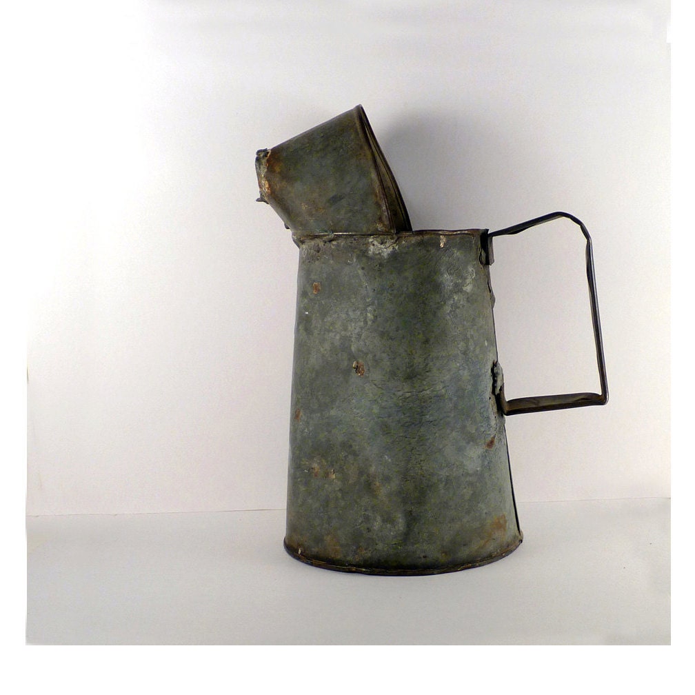 Vintage Watering Can for Gardening, Gardener Rustic Industrial Country Farmhouse Cottage Shabby Chic Distressed Chic Vase Handmade 6  x 12 - ByHeart