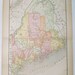 Vintage 1899 State Map of Maine Colored Map