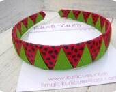 Juicy Watermelon Interchangeable Woven 1 inch Headband - RED AND GREEN