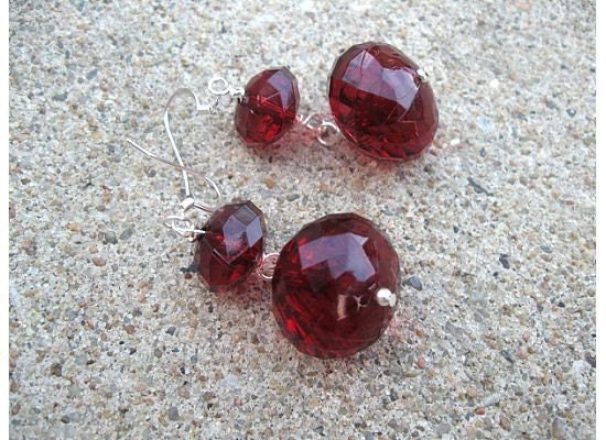 75% Off Sale Black Cherry Dangle Earrings