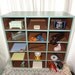 Vintage Mail Sorter Office Organizer Desk Top Storage Green Wood 15 Bins