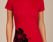 Hibiscus flower printed on Red T shirt