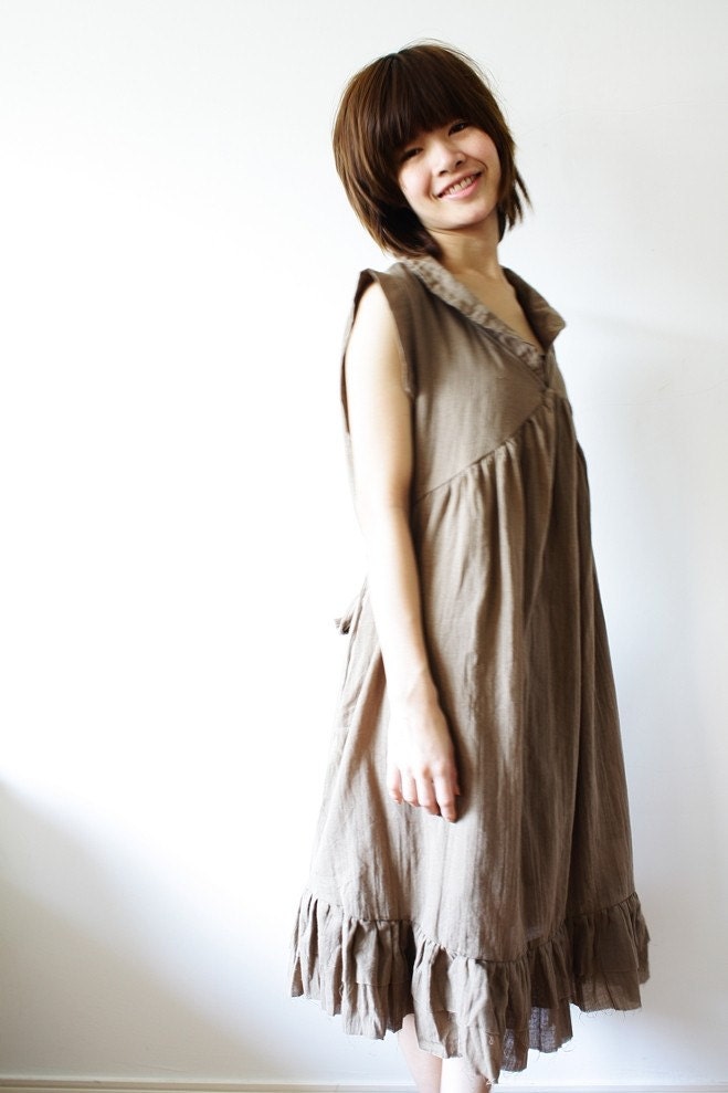 Peter pan collar Simply Kaki Cotton Dress