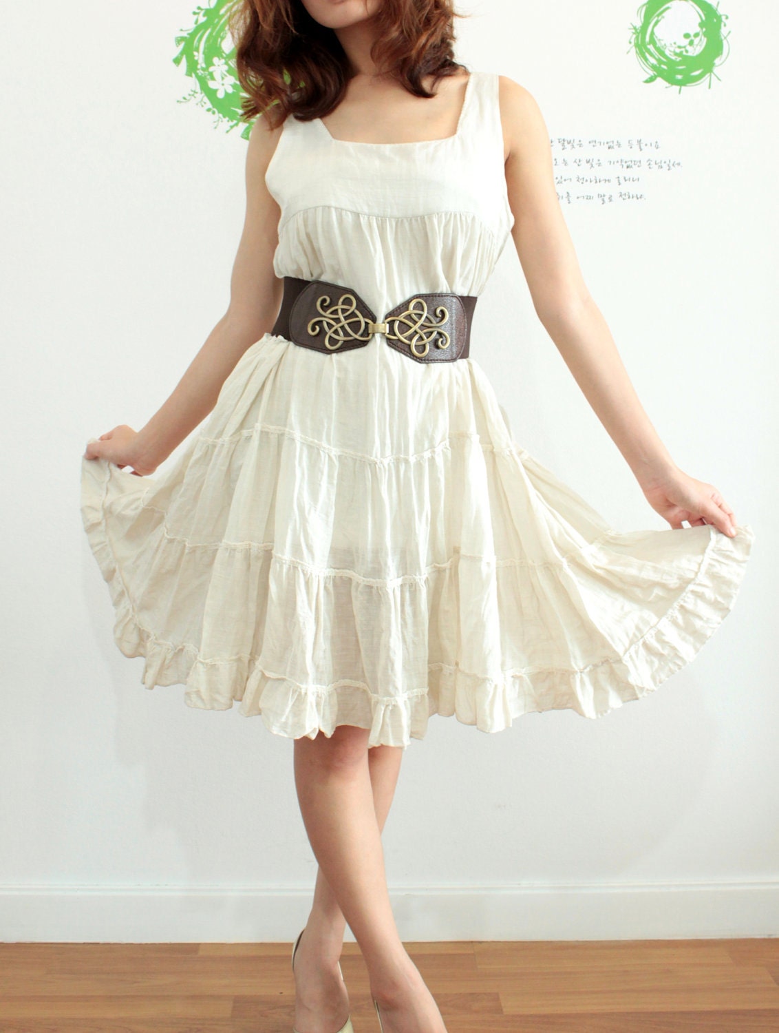 Sweet Casual Mode Dress //Natural Cotton
