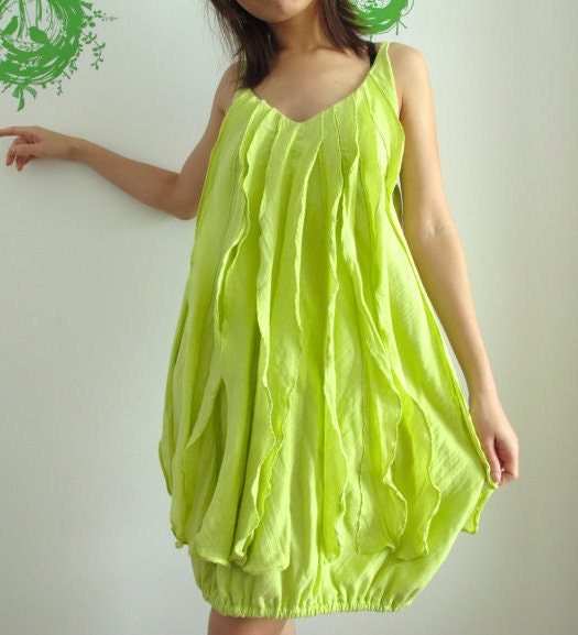 Pleat Front Mini dress in Light Green