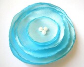ON SALE aqua blue poppy rose blossom wedding flower alligator clip