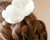 Isabelline white rosebud blossom wedding flower bobby pins (set of 4)
