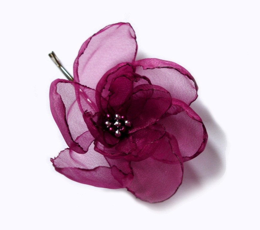 romantic cherry ruby rose blossom flower bobby pin