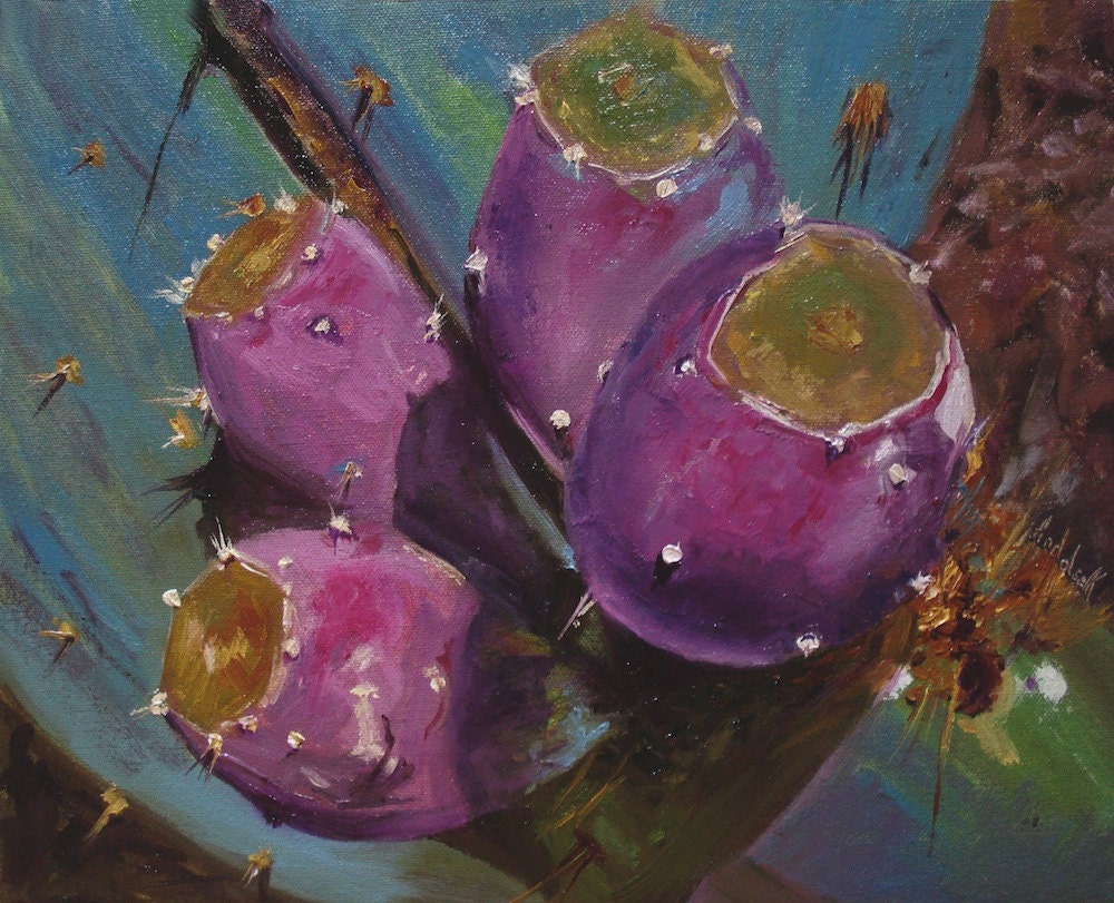Andolsek Art, ORIGINAL OIL Painting, Cactus, Desert, Plants, 'Nopalea Cactus', 11x14