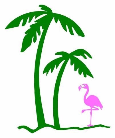 Items Similar To Flamingo Under A Palm Tree Vinyl Decal Sticker On Etsy