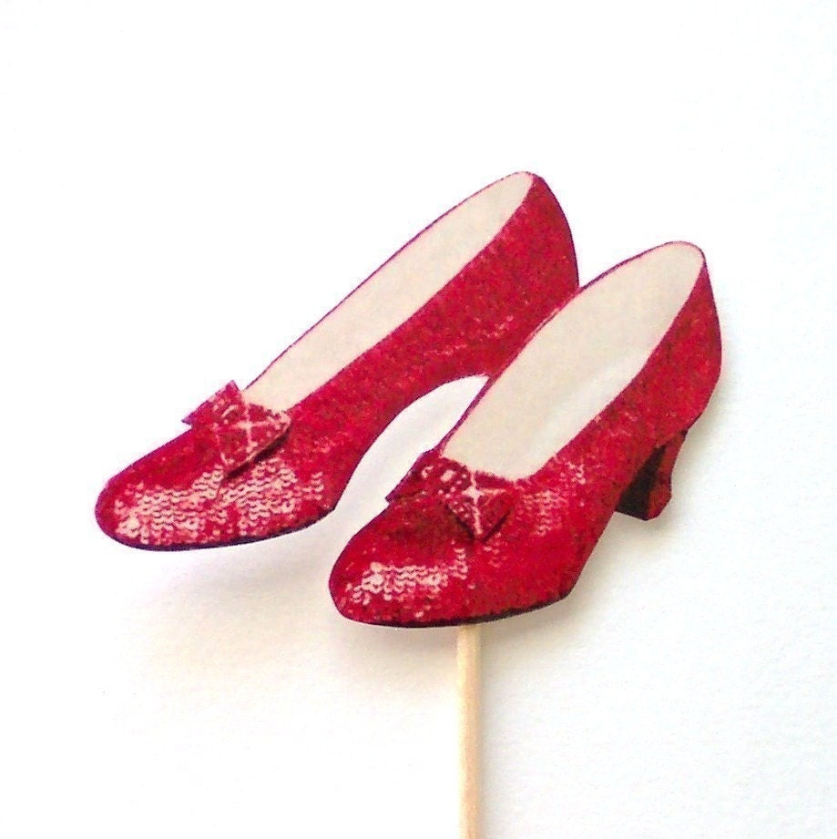 Ruby Slippers - Cupcake Toppers - Set of 20 Picks - Wizard of Oz