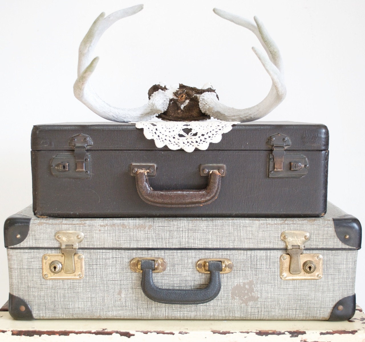 Vintage Leather Suitcase / Photo Prop / Storage Solution / SALE PRICE REDUCED