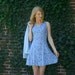 Vintage 80s 90s Mini Dress - Rayon - Blue Floral