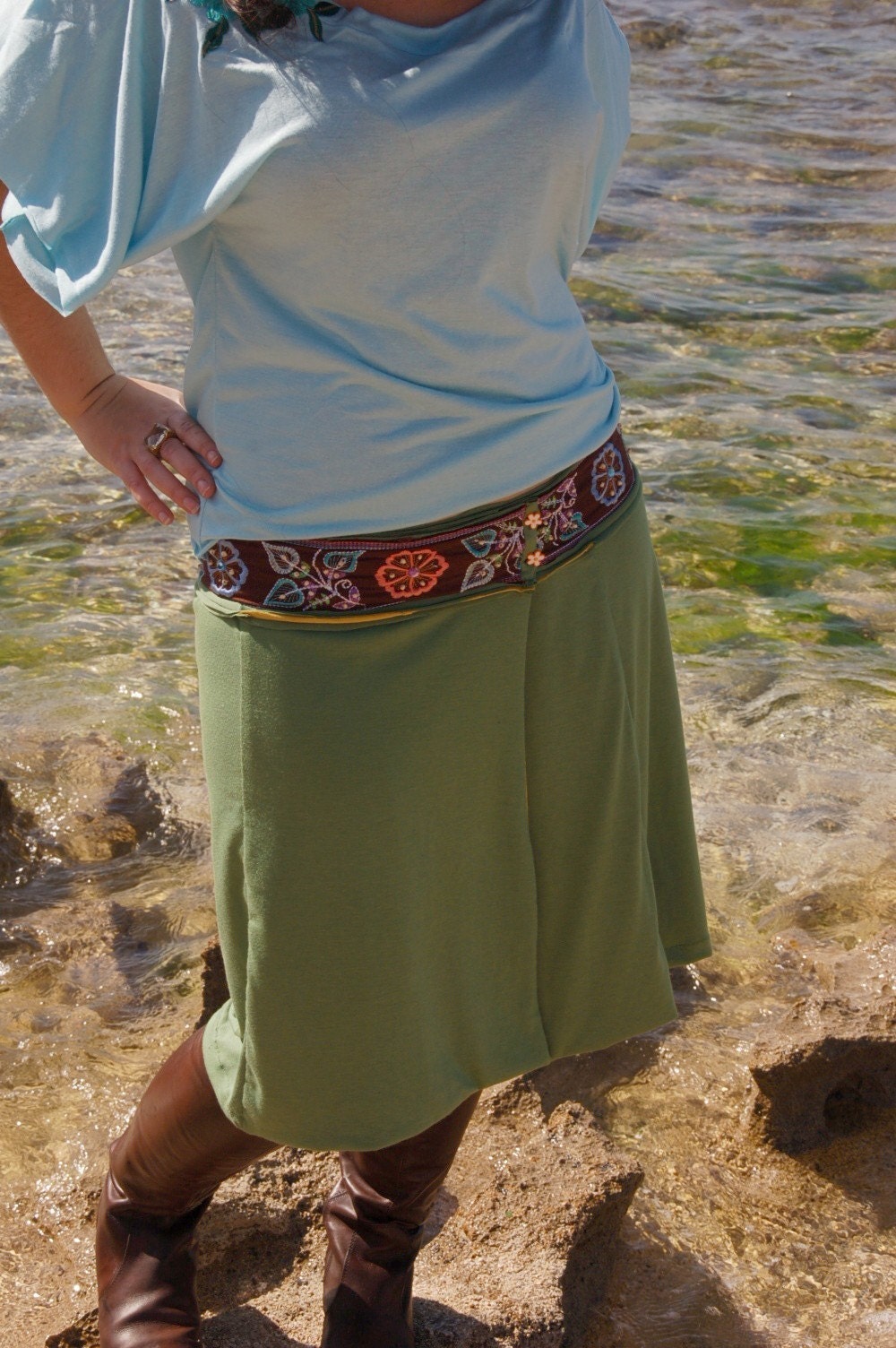 Reversible A-line Wrap Skirt 2in1 double layered -Made to Order
