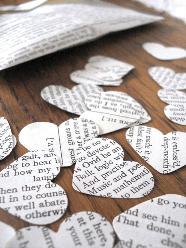 Confetti Wedding Decoration Shakespeare Recycled Books Home Decor Paper Hearts