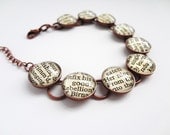 Literary bracelet, literary jewellery, Shakespeare, Bronze, glass