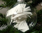 Extra Large White Cut Paper Modern Holiday Ornament - H - glass - 4"