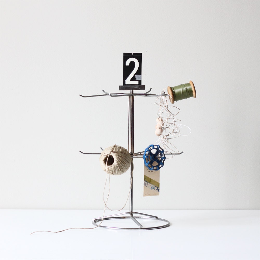 vintage store display rack / wire carousel / industrial decor