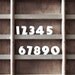 vintage ceramic tacks : numbers 0 thru 9