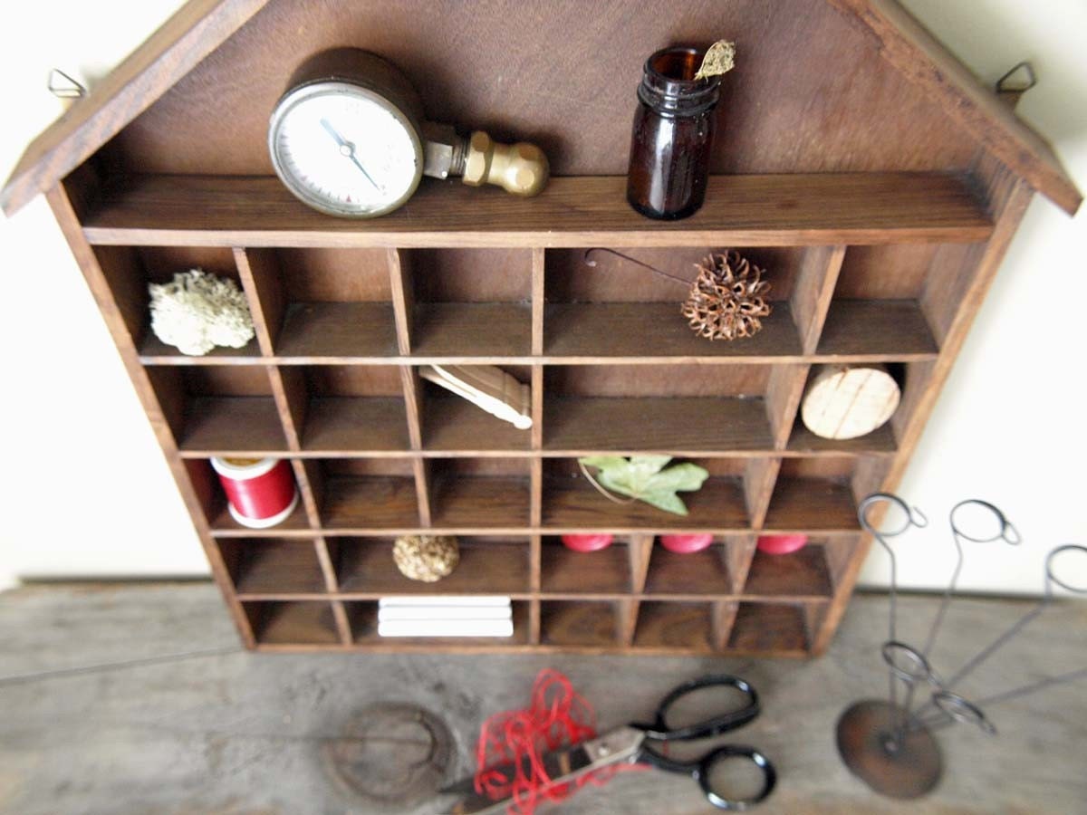 wood house shadow box with multiple compartments