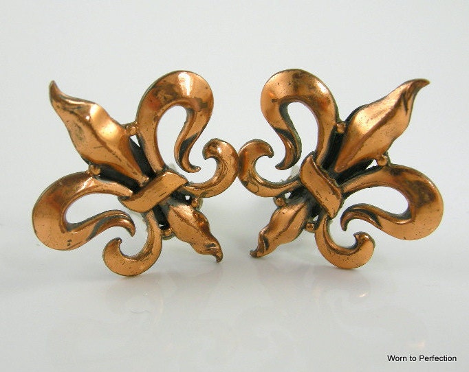Renoir Copper Fleur de Lis Earrings
