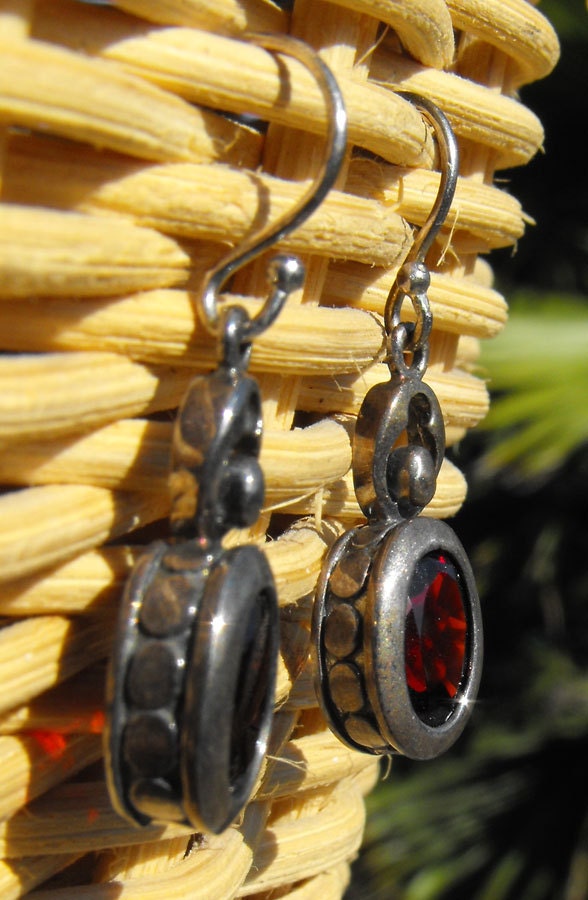Ruby Red Vintage Crystal Gem Pierced Earrings
