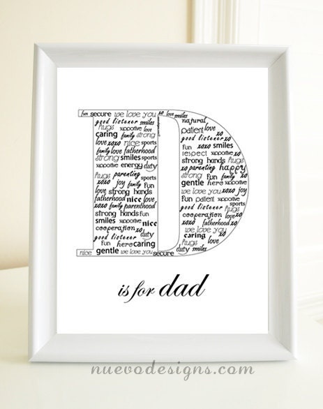 D is for Dad - Father's Day gift - Print for a dad- 8x10 Print