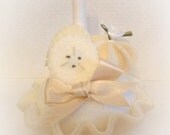shabby chic cream and white wedding favor felt food cake pincushion