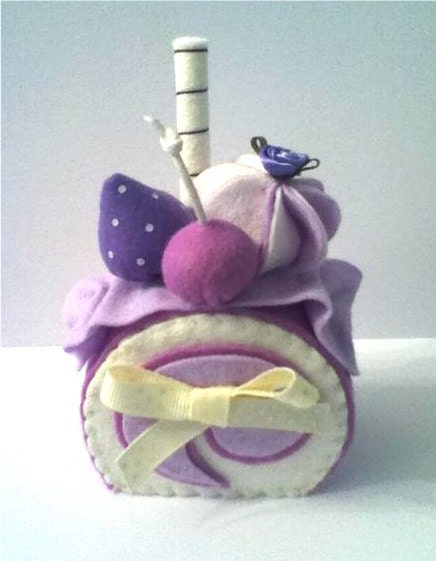gorgeous felt food LILAC cake pincushion ornie toy