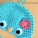 PDF Crochet Pattern, Baby Bluebird Hat w Flower, Earflap Hat or a Beanie, Sizes Newborn to Teen, Make an Adorable Spring Photoprop :D