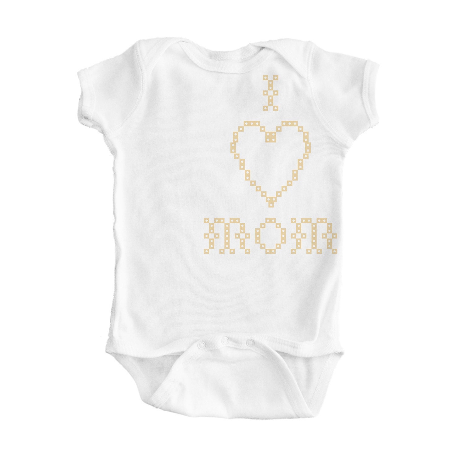 Baby I Love Mom Yellow Design on White Baby Bodysuit