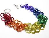 Gay Pride bracelet, Great for larger wrists, Rainbow bracelet, Chainmaille, Shaggy Loops weave