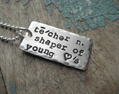 Personalized sterling silver 'teacher pendant' necklace