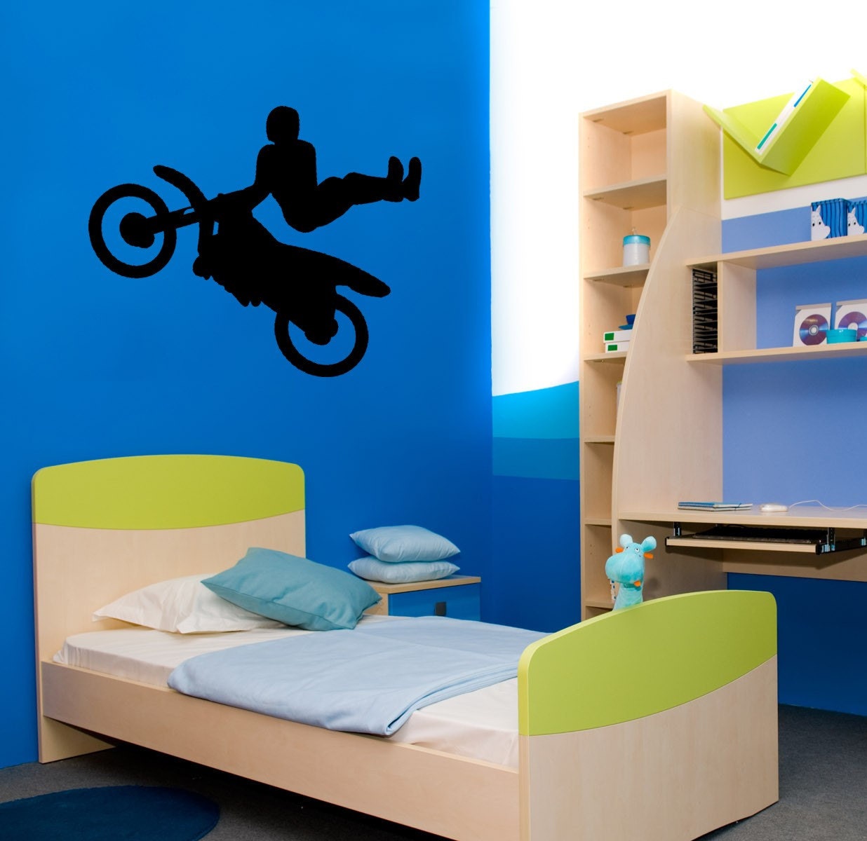 Motorcycle Stunt, catching some air sticker -- 26 X 32 inch -- Vinyl wall decal