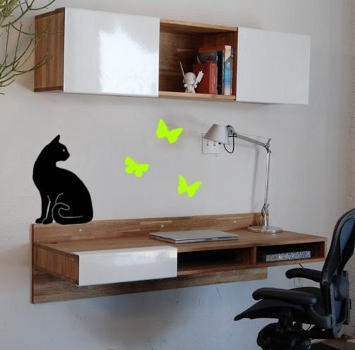 Cat decal-Cat sticker-Butterfly decal-Butterfly sticker-Wall decal-Cat wall decal-12 X 22 inches