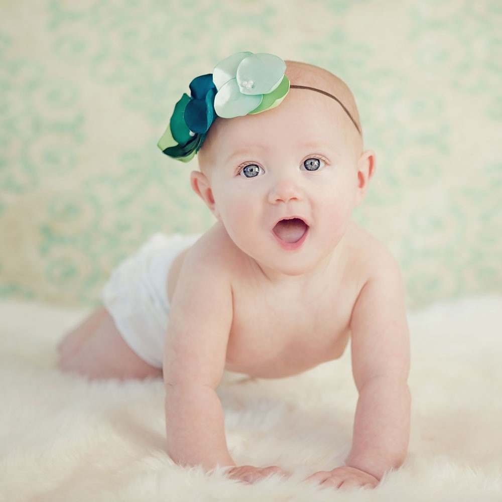 peacock silk hydrangea bloom headband