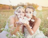 The Belle- je t'aime pin dot ruffle bloom flower clip- pale pink or white