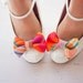 The Belle- preppy plaid fabric shoe clip bows- fuchsia, orange, and teal