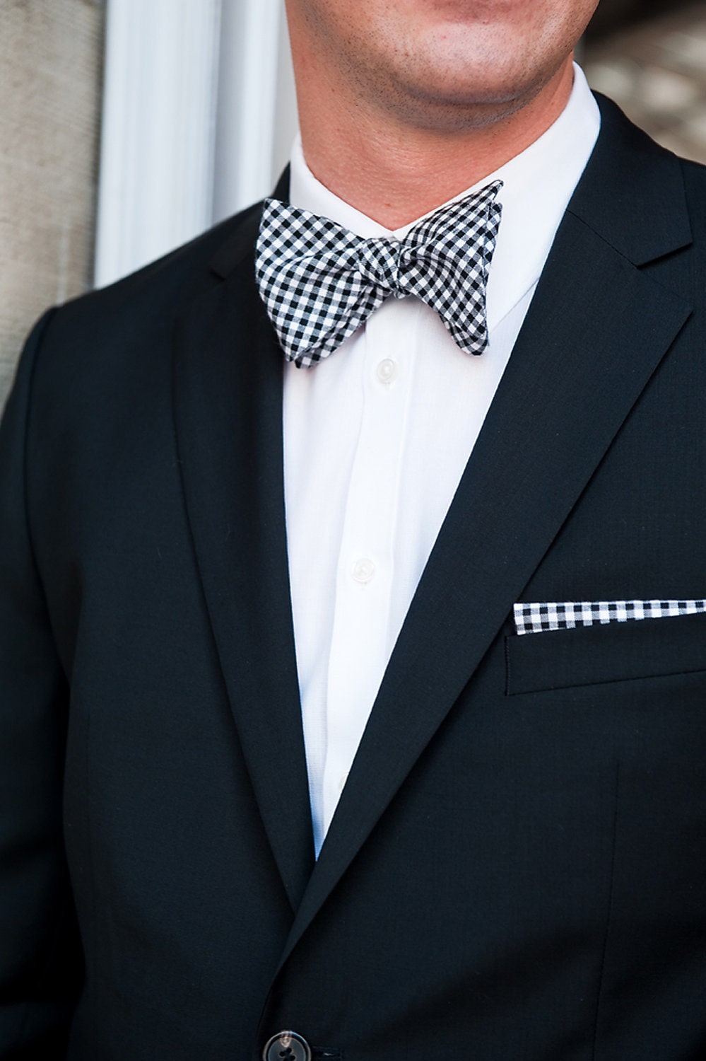 The Beau- men's yellow gingham collection freestyle bow tie- several available shades
