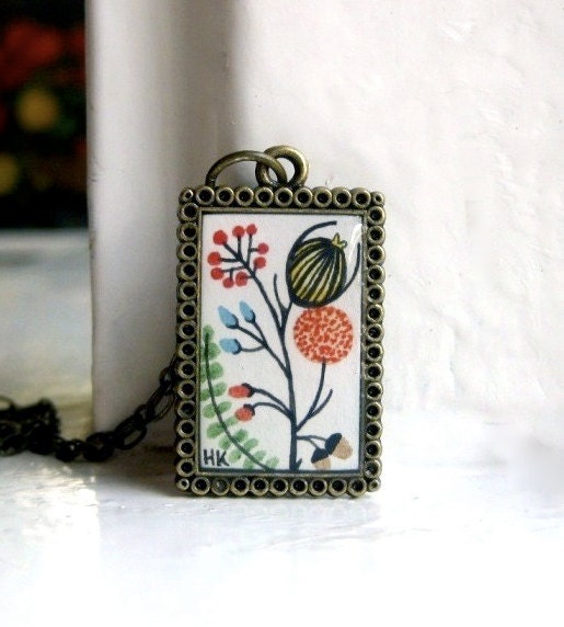 Hand Painted Necklace - Classic Beauty No. 1 Original Watercolor Handpainted Art Pendant Necklace - Valentines Day