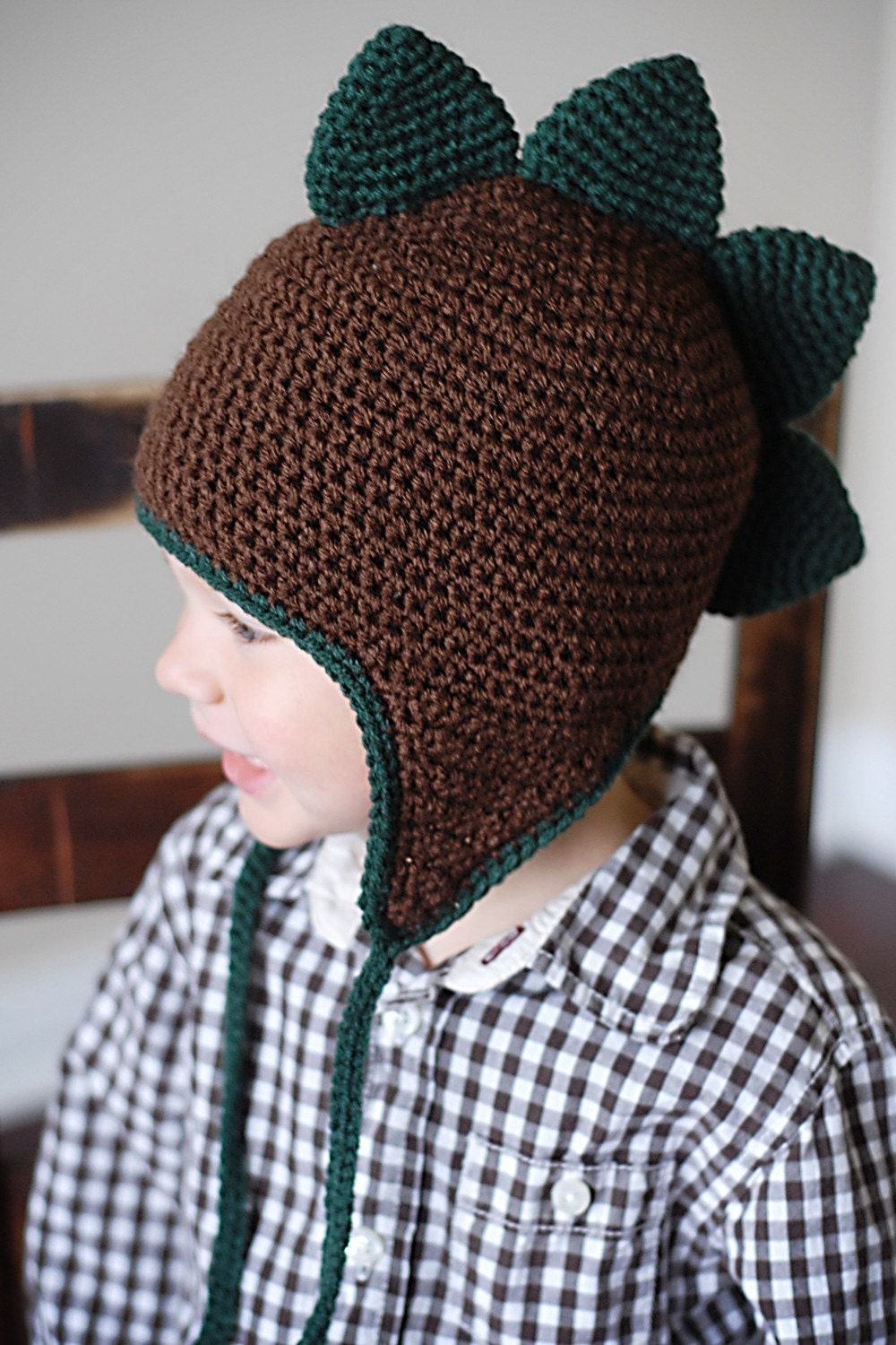 Spiky Dino Earflap Hat Crochet Pattern (Permission to sell all finished products)