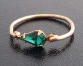 Stacking Ring 'Susanne' - Gold Tone,  Emerald