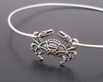 Little Crab Bracelet, Beach Jewelry, Silver Crab Bangle, Beach Bangle, Beach Bracelet, Cute Crab Jewelry, Cancer Zodiac Sign, Zodiac Jewelry