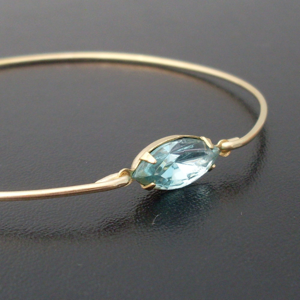 Aquamarine Bangle Bracelet, Laina, Aquamarine Bracelet, Gold and Blue Bangle Bracelet, Blue Rhinestone Bracelet, Blue Aquamarine Jewelry