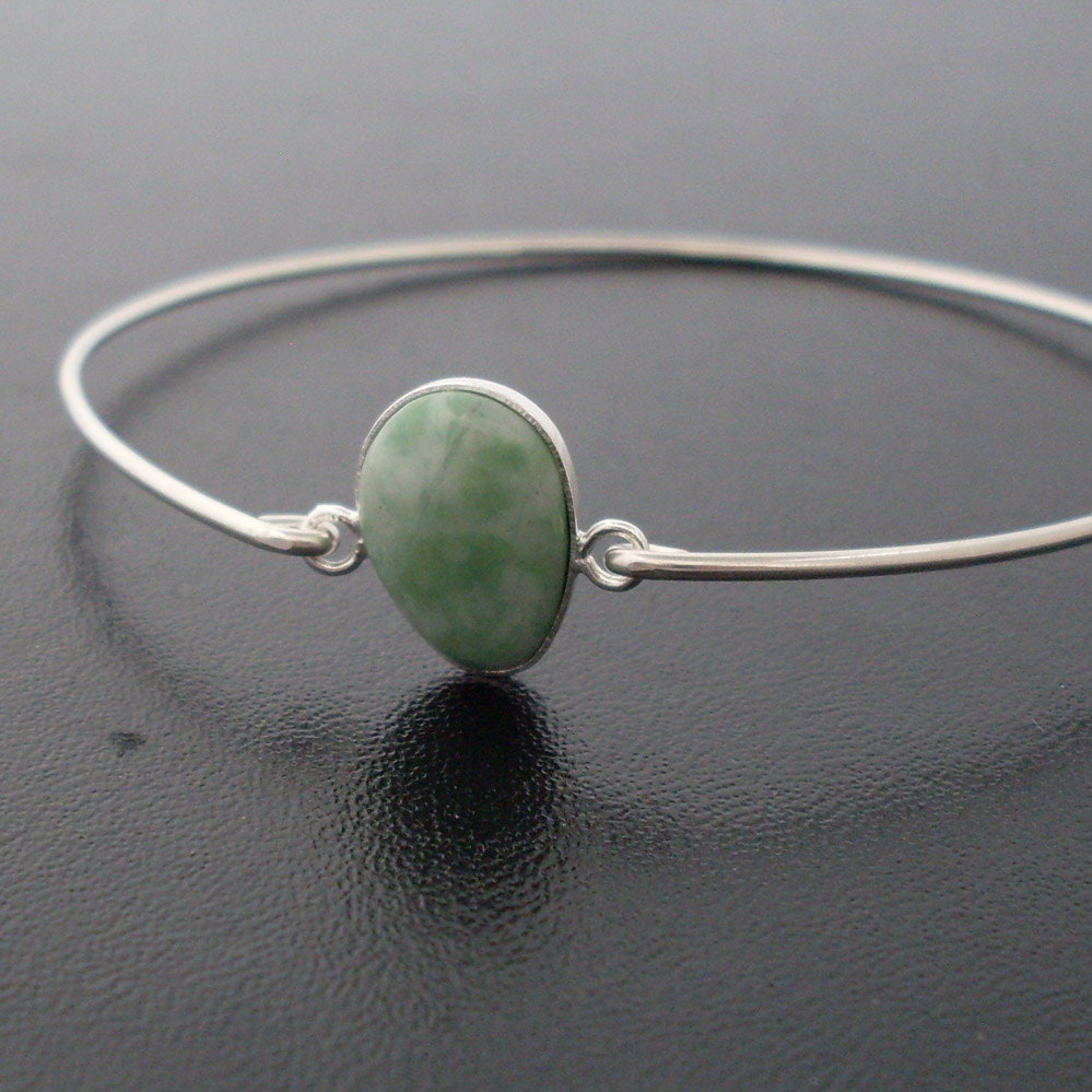 African Emerald Bracelet - Sterling Silver Bangle - Genuine GemStone, Emerald Jewelry, Thin, Delicate Emerald Bangle Bracelet