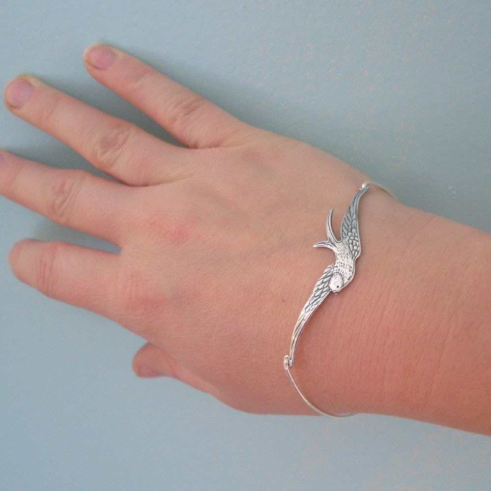Silver Sparrow Charm Bracelet, Sterling Silver Band, Silver Sparrow Bangle, Silver Sparrow Bracelet, Freebird, Silver Sparrow Jewelry