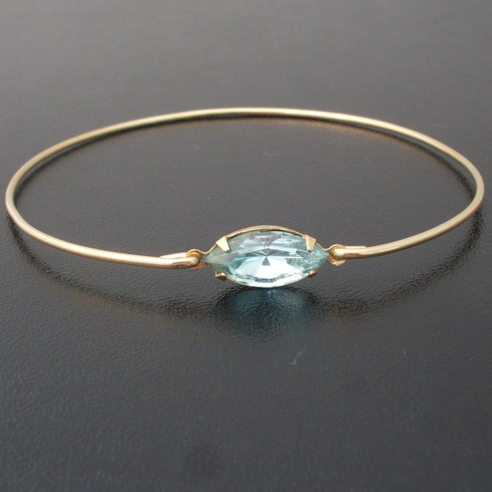 Aquamarine Bangle Bracelet, Laina, Aquamarine Bracelet, Gold and Blue Bangle Bracelet, Blue Rhinestone Bracelet, Blue Aquamarine Jewelry