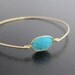 Blue Turquoise Bracelet - 14k Gold Filled Bangle - Genuine Gemstone, Blue Turquoise Jewelry - Faceted Turquoise Bangle